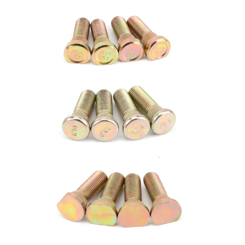 Parafusos de roda estriados de aço m10x1.25 10.9, parafusos de aro de cubo resistentes, substituição universal para atv utv go kart buggy quad, 4 unidades