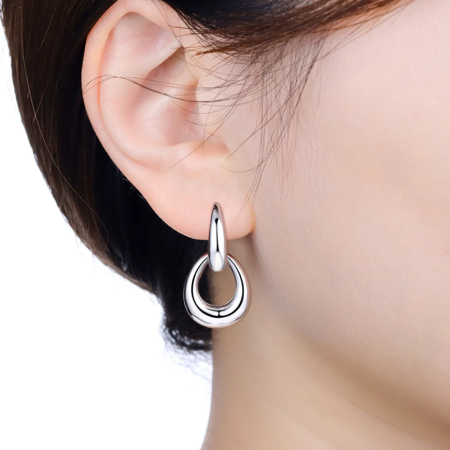Orstarry 925 Sterling Silver Double Loop Minimalist Drop Earrings Women Earrings Charm Trend Versatile Party Jewelry Gifts