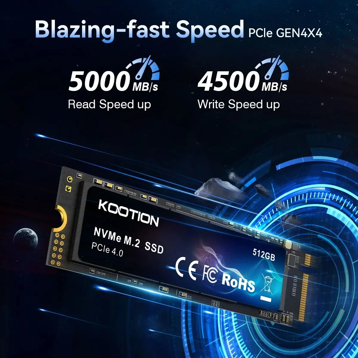 KOOTION M2 SSD NVME 256GB 512GB Gen4 * 4 Unità a stato solido PCIE 4.0X4 2280 Disco rigido interno HDD M.2 SSD per PC portatile Desktop