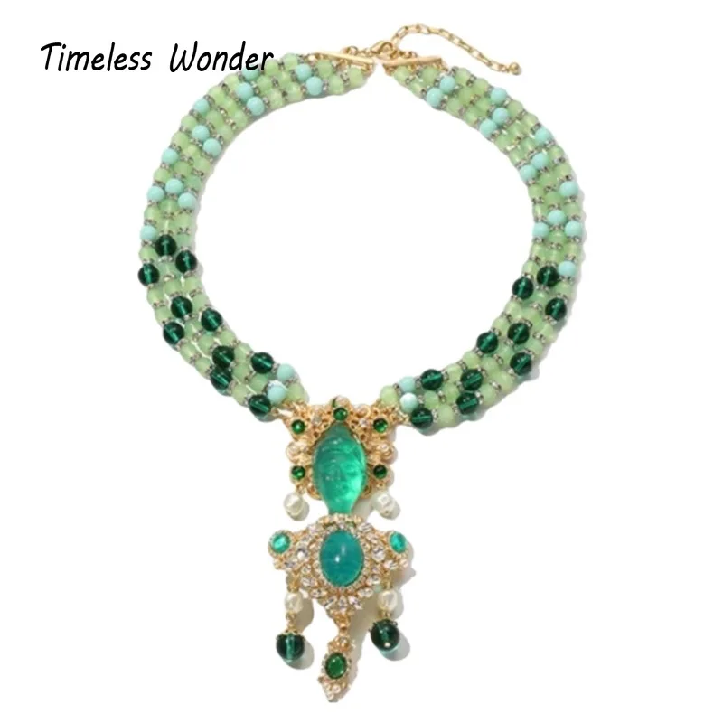 Timeless Wonder Zircon Geo Glass Figure Strand Beaded Necklaces for Women Designer Jewelry Runway Trendy Rare Gift Top Mix 4628