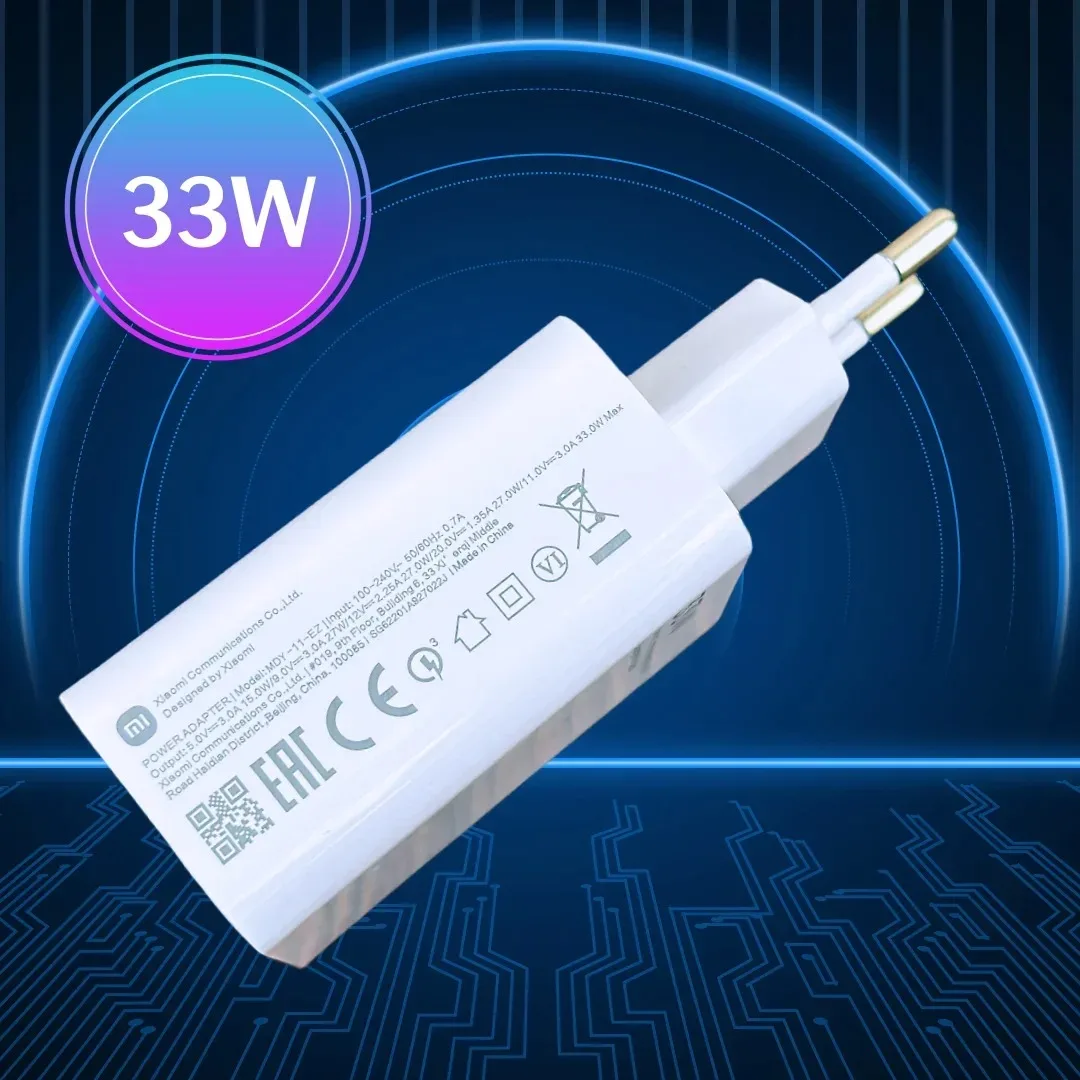 Original 33W Xiaomi Charger Turbo Fast Charge EU Plug Adapter with USB Type C Cable For Poco X5 X4 M5S X3 Pro Redmi Note