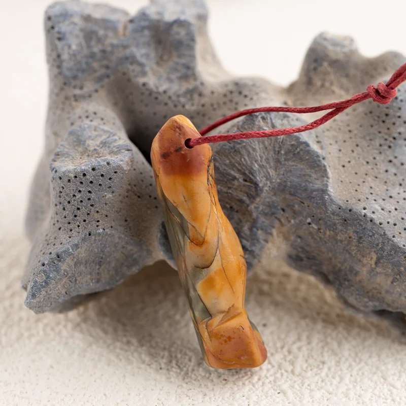 Multi-Color Picasso Jasper Carving Pendant for Necklace Fashion Handmade Jewelry Charm Gift Accessories 46x13mm 11.8g