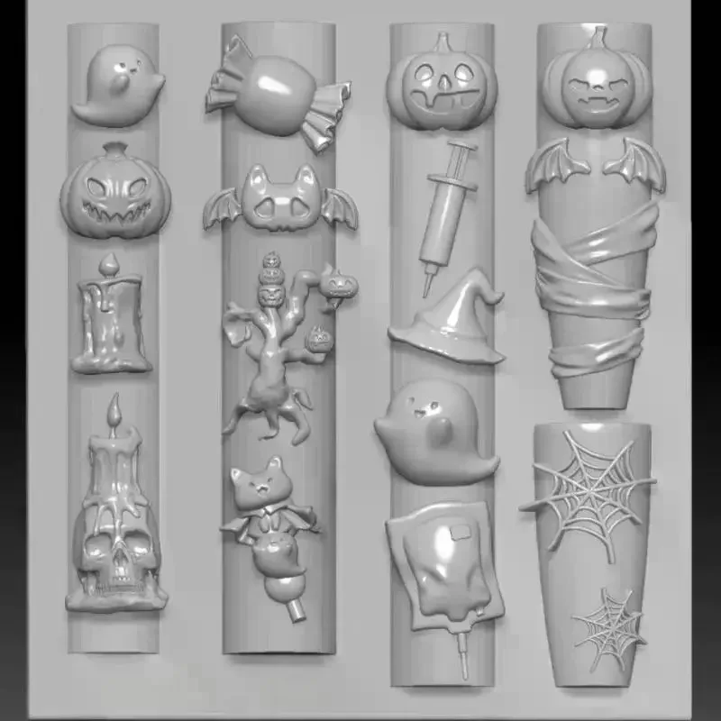 هالوين 3D سيليكون مسمار العفن اليقطين الجمجمة الخفافيش شبح العنكبوت ويب الأظافر قوالب مانيكير تصميم أدوات DIY مسمار الفن الديكور #1