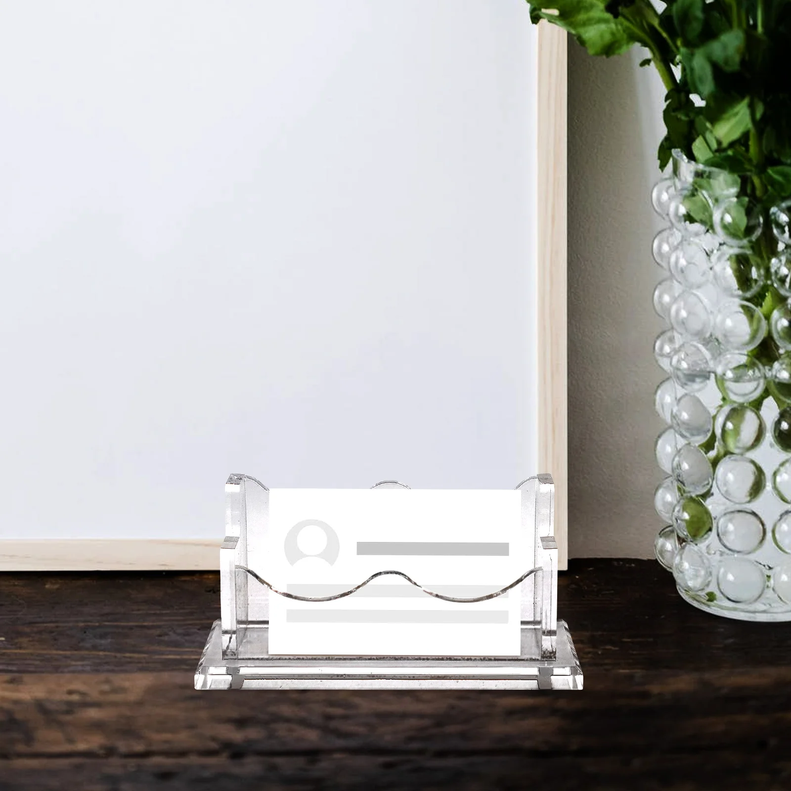 

Premium Large Capacity Transparent Acrylic Business Card Holder Stand For Office Home Desktop Cards Organizer Storage