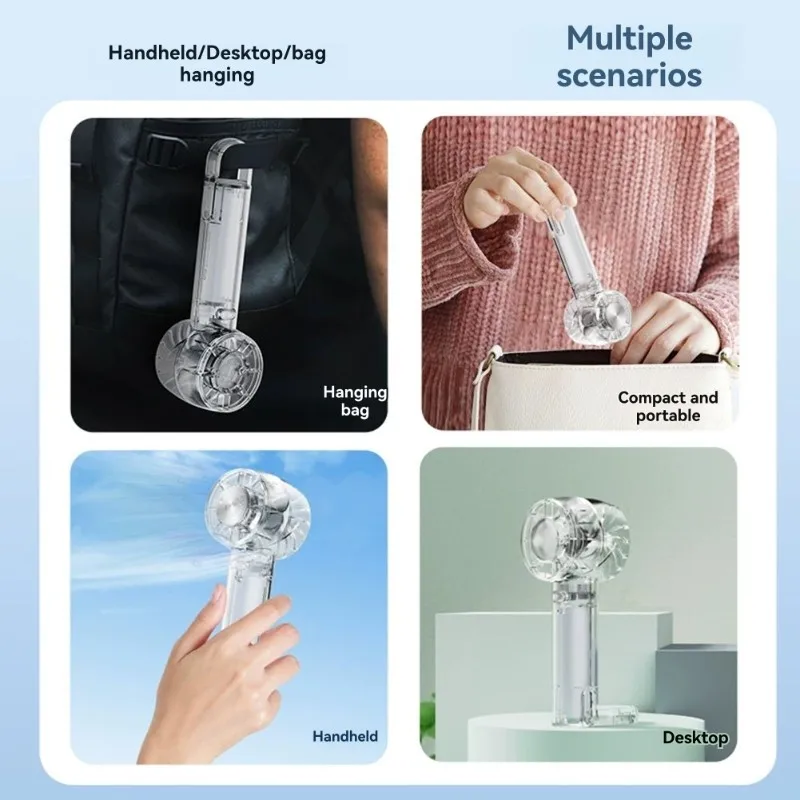B83B-USB Powered Semiconductor Handheld Fan-Creative Transparent Cooling Ice Pad Fan-Mini Turbo Convenient Design
