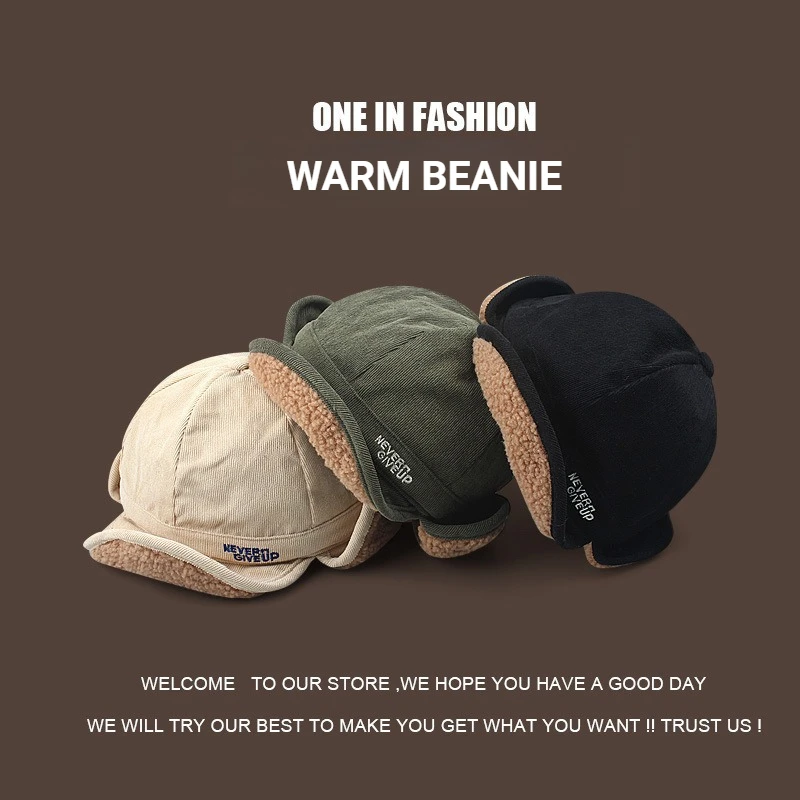 1 Stück Winter warme Fleece-Polit-Mütze mit Ohrpolster-Pilotenmütze, warme Freizeit-Multifunktionsmütze für den Außenbereich, geeignet zum Skifahren, Alltagskleidung