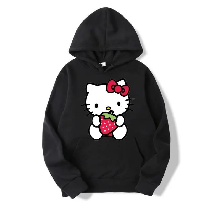 Women\'s Zipper Hoodie Autumn and Winter New Cute Kawaii Sanrio Hello Kitty Pattern Sweatshirt 2024 Streetwear Women\'s Clothing