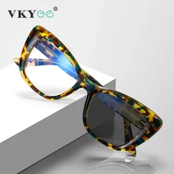 VKYEE Fashion Cat Eye Design Women's Anti-Blue Light Glasses Customized Prescription Nearsighted Farsighted Photochromic Glasses