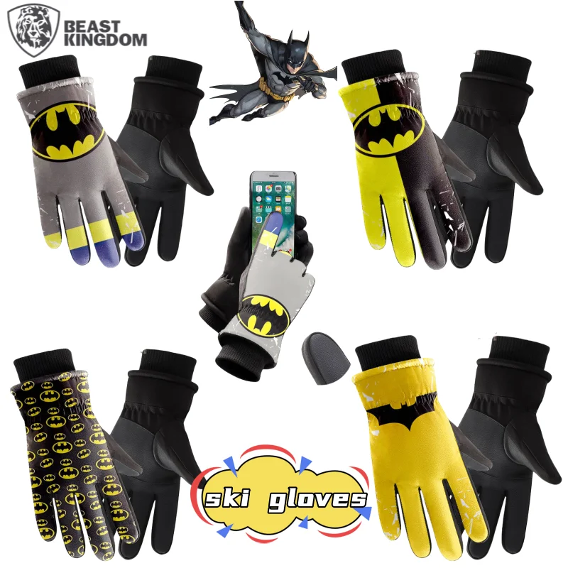 Sarung tangan layar sentuh anti angin hangat untuk musim gugur dan musim dingin, bertema film anime Batman dari Beast Kingdom, hadiah kreatif.