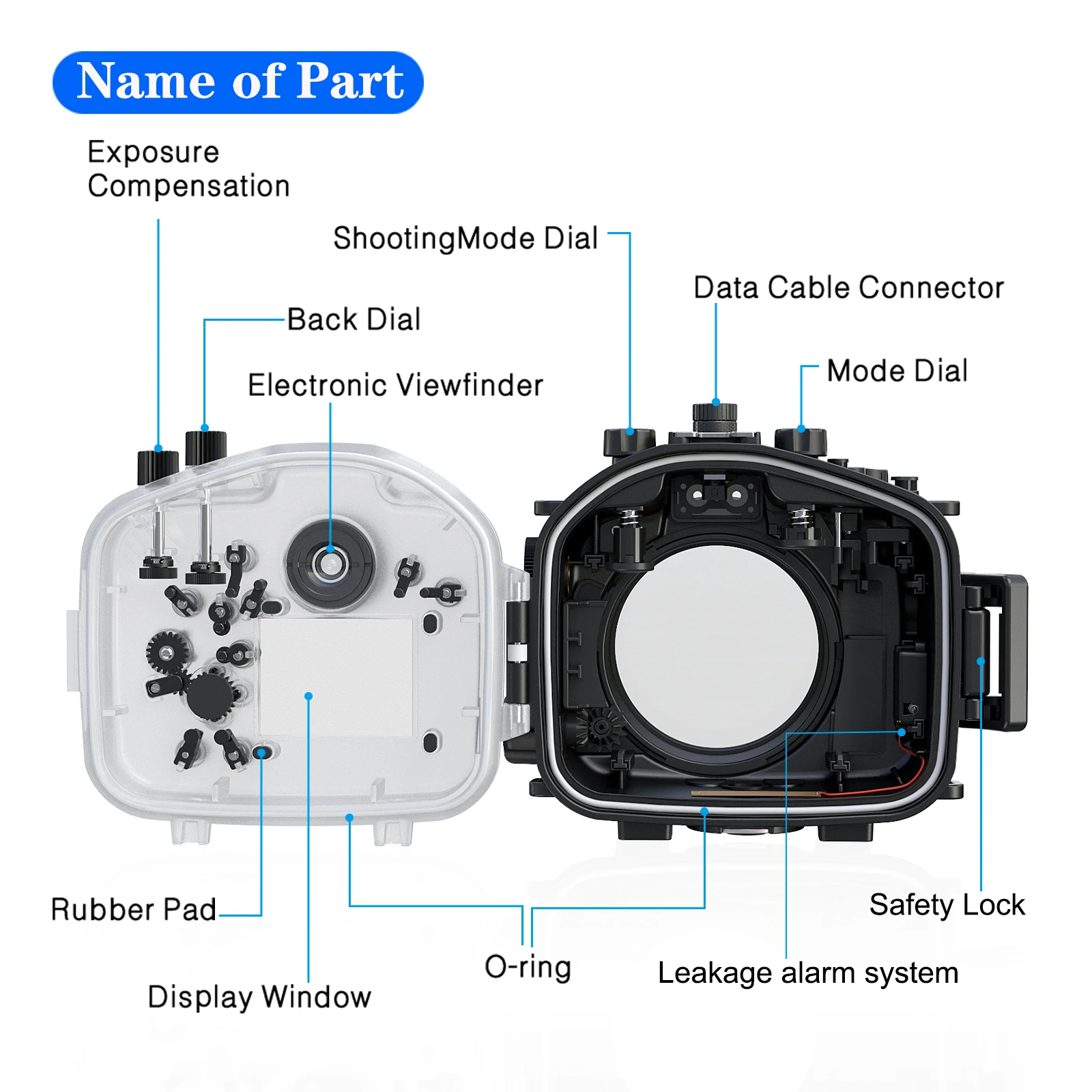 Caixa de câmera à prova d'água Seafrogs com porta Dome de 8 "para Sony A7RIII 24-70mm16-35mm14-24mm 12-24mm lente (incluindo porta padrão)