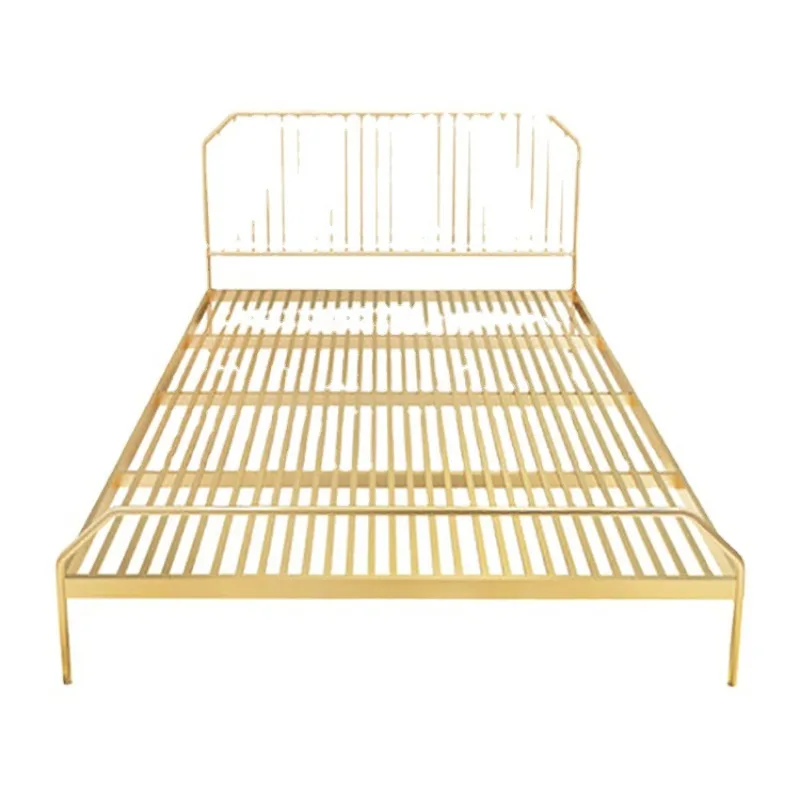 

Nordic household simple wrought iron bed, inn hotel single double sleeper bedroom light luxury 1.5 meters adult bed