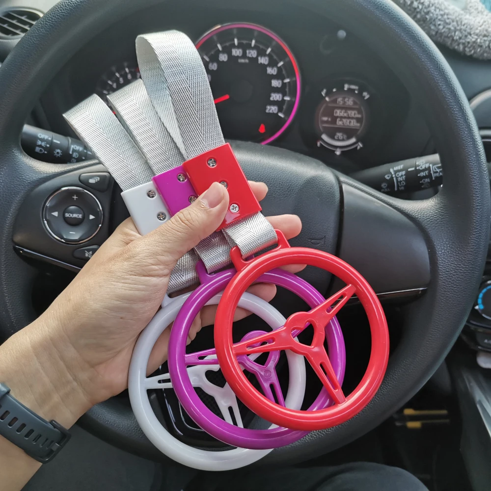 Kolorowe pasek holowniczy samochodowe Tsurikawa Ring Heart JDM uchwyt autobusu pasek na rękę stylizacja Drift pasek z amuletem akcesoria samochodowe — zdjęcie 5