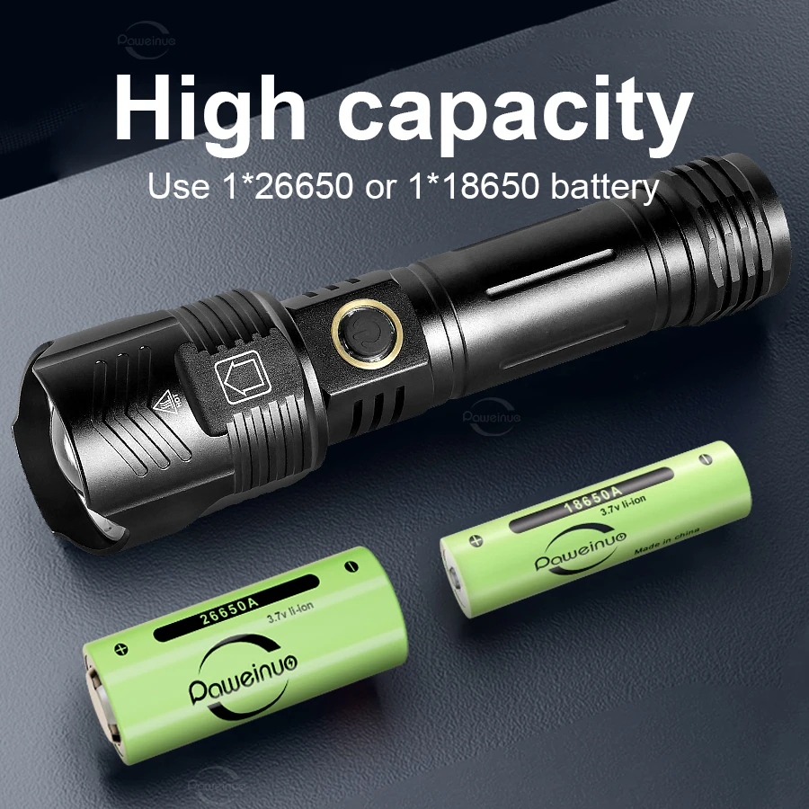 High Power LED Flashlights Long Range 2500M Torch Light Super Bright XHP390 Flash Light Outdoor Lantern For Fishing Hiking