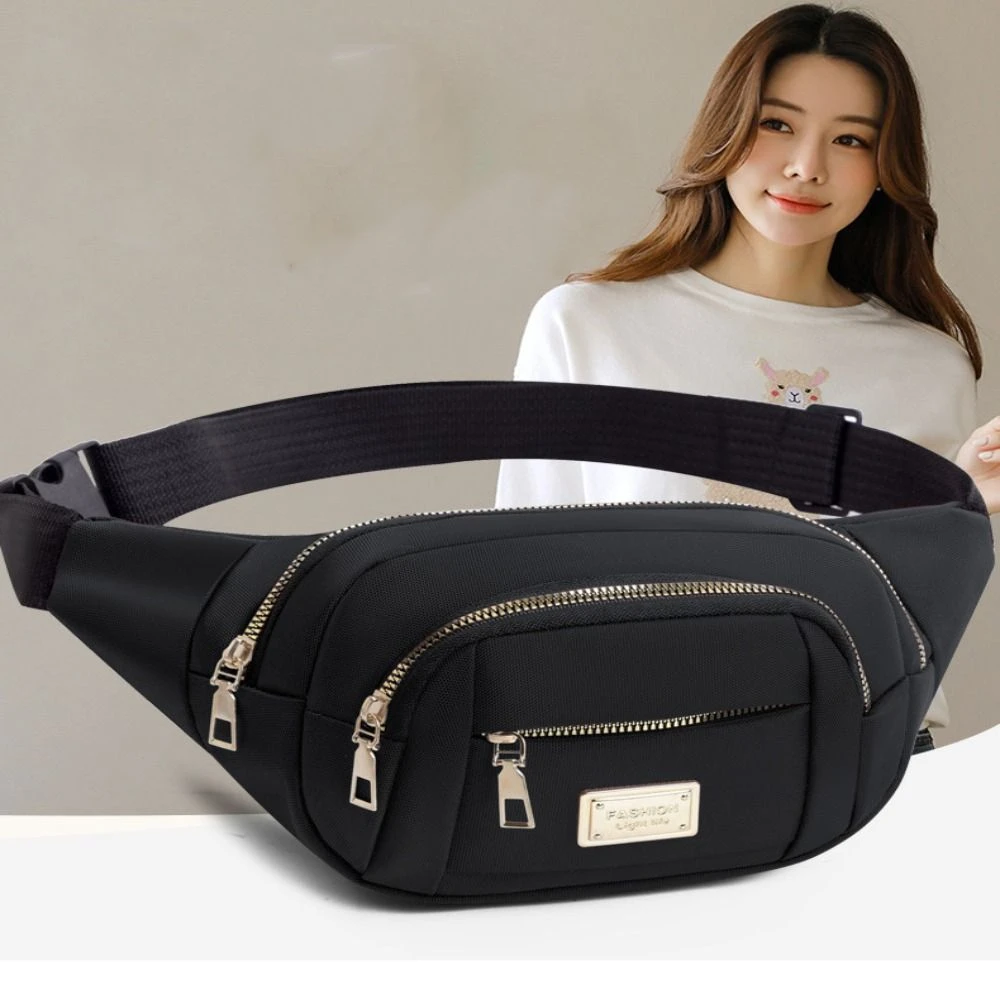 

Простая многослойная сумка через плечо из ткани Оксфорд, большая вместительная повседневная сумка для кассового аппарата, водонепроницаемая женская поясная сумка на молнии на каждый день