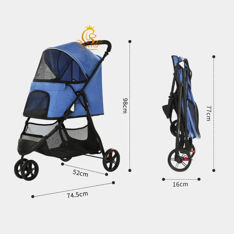 Wholesale Foldable Pet Stroller PC106 With Storage Basket Brake for Dog Cat Travel Hiking