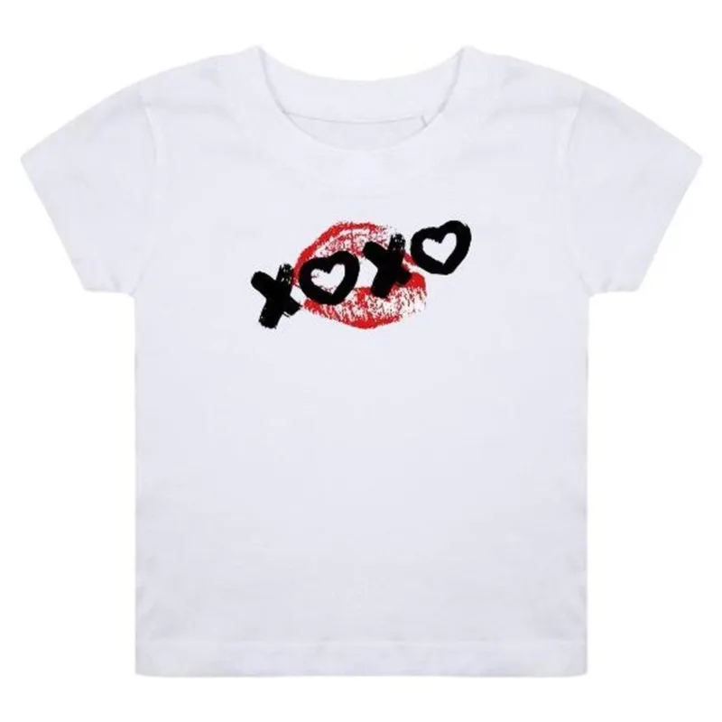 Y2K Women Baby Tee Streetwear Biker girl Vintage girlish letter Crop Summer punk Casual Trash Basic Goth White Slim T-Shirt emo