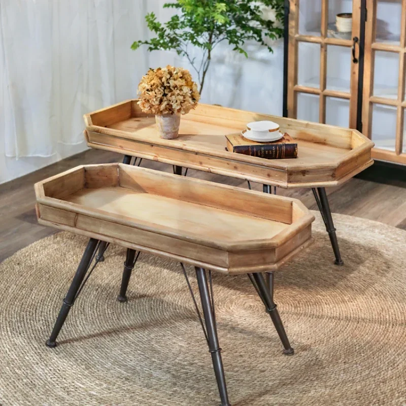 

Американский кантри креативный твердый деревянный ретро угловой стол в бревенчатом стиле диван для гостиной