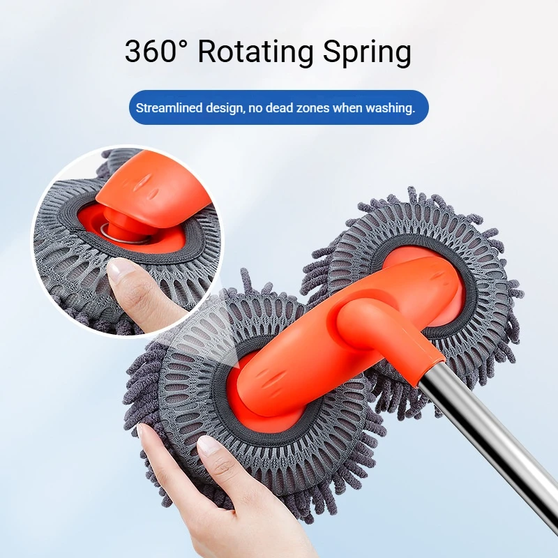 1-piece Dual-head Car Wash Brush, Car Wash Mop, Rotating And Extendable, Non-damaging Soft Bristle Brush, Long Handle JJ2748