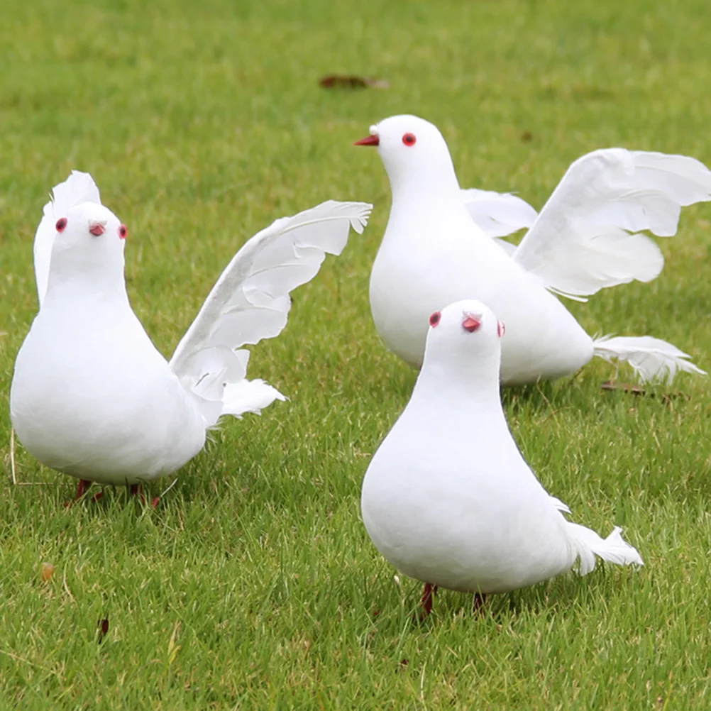 

2Pcs Simulation Dove Birds Decor for Garden Balcony Yard Wedding Centerpiece Artificial Foam Craft Bird Ornament