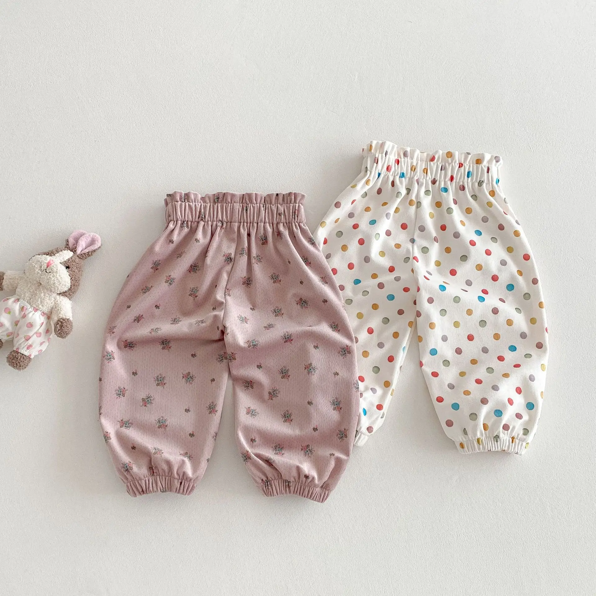 Girls' Pants 2025 Spring New Children's Polka Dots Floral Girls' Baby Foreign Casual Trousers Casual Comfortable Baby Pants