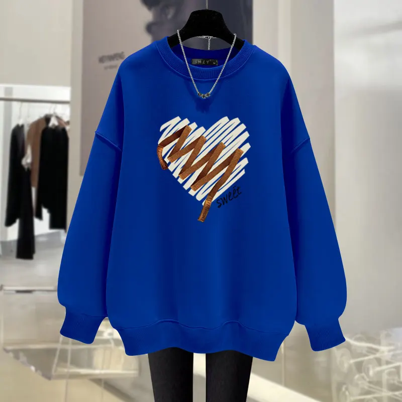 2024 Autumn Winter Chic Printed Sweatshirts Women Clothing O-neck Casual Loose Pure Cotton Hoodies Vintage Fashion Pullovers