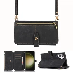 Cards Wallet Crossbody Case for Samsung Galaxy S23 S21 S20 FE S24 S22 Plus + Note 20 Ultra A55 A54 A35 A34 A15 5G A05S A05 Cover