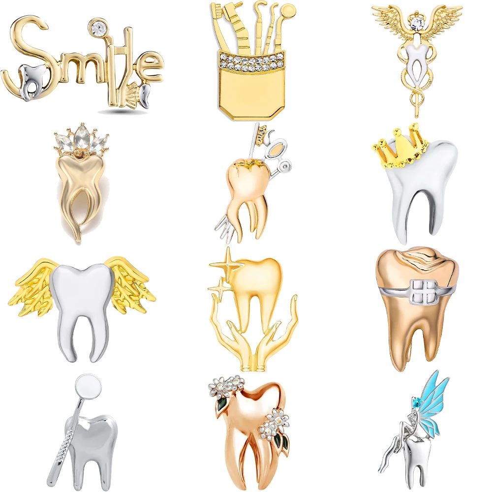 Medsor Dental Tooth Pins Brooch Creative Stomatology Dentist Medical Jewelry Lapel Lanyard Bag Coat Badge Accessories Gifts