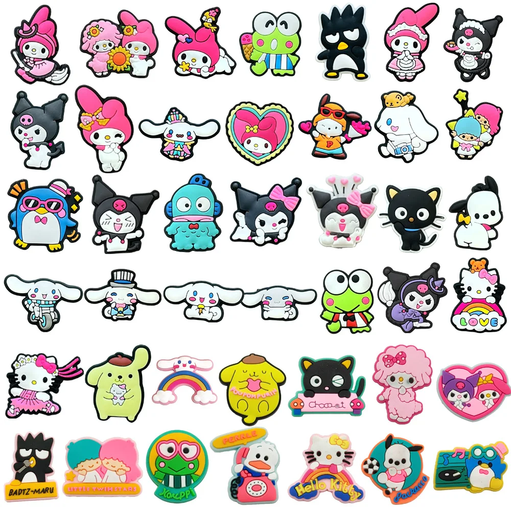 Cute Kawaii Cartoon Shoe Charms For Clogs Bubble Slides Sandals Removable PVC Shoe Decorations Accessories For Christmas Gifts
