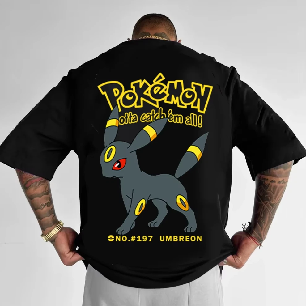 

Мужская футболка большого размера с изображением покемонов, брендовая анимационная уличная одежда, летняя мужская футболка Y2k для спортзала с короткими рукавами и графическим рисунком, повседневный хлопковый топ