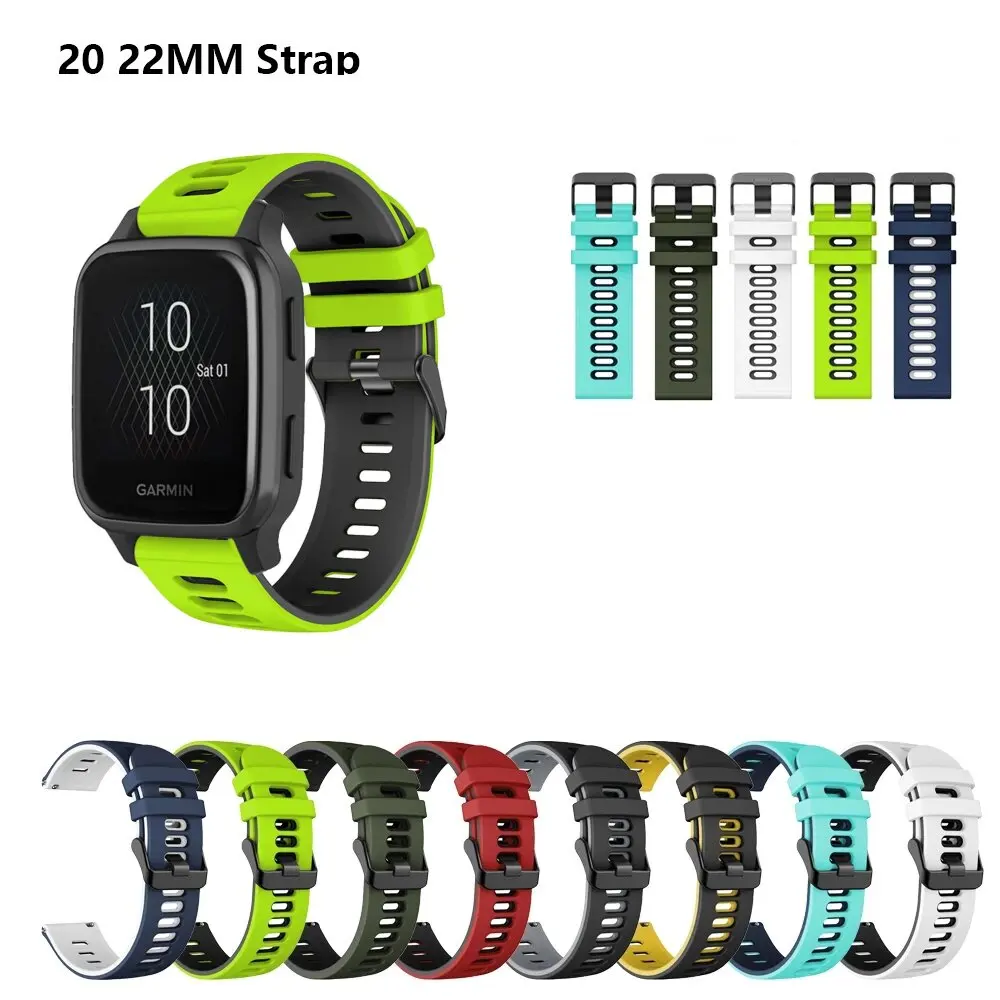 

Сменный силиконовый ремешок для часов 20/22 мм, спортивный ремешок для Garmin Vivoactive 3 4 5 6 Venu 2 3 2 Plus SQ 2 Music