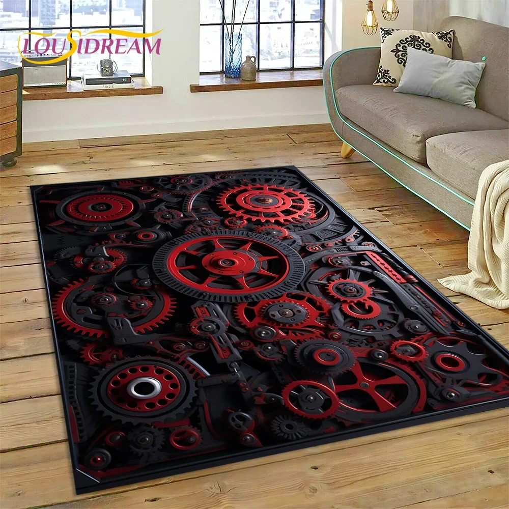 

3D Mechanical Cogs Gears Steampunk Rug Carpet for Living Room Bedroom Decor,floor Mat Non-slip Decoration for Sofa Doormat Gifts