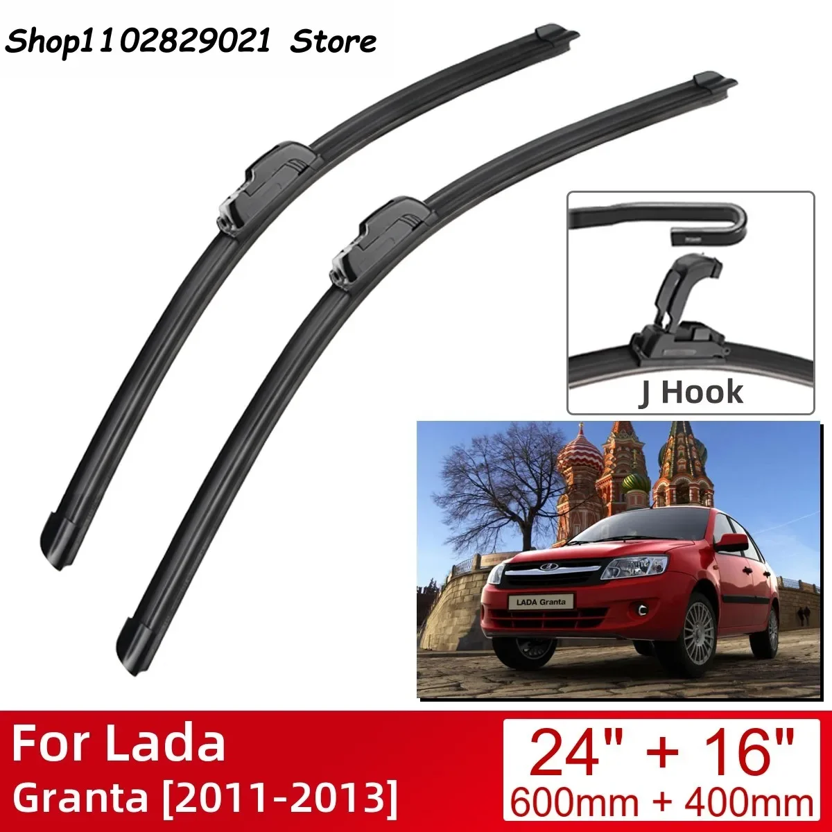 

For Lada Granta 2011-2013 24"+16" Car Accessories Front Windscreen Wiper Blade Brushes Wipers U Type J Hooks 2013 2012 2011