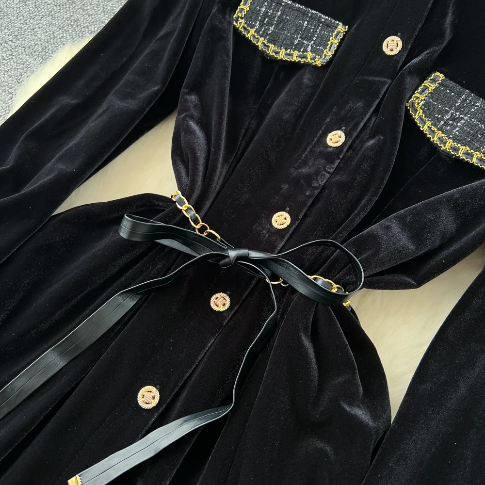 ชุดเดรสยาวแขนยาวผูกเชือกติดกระดุมทรงเข้ารูป สไตล์หรูหราทันสมัย เหมาะสำหรับงานปาร์ตี้ งานกลางคืน แฟชั่นสตรีท ฤดูใบไม้ร่วง