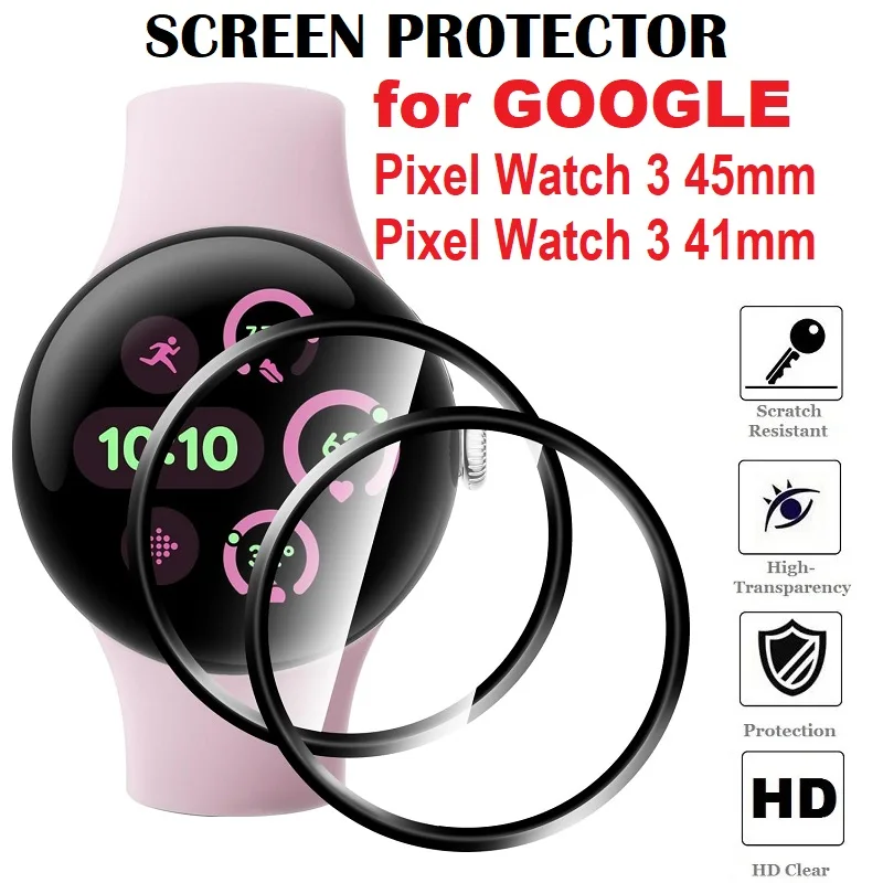 3PCS 3D โค้งป้องกันหน้าจอสำหรับกูเกิลพิกเซลวอทช์ 3 45 มม./41 มม.สมาร์ทวอทช์ความคุ้มครองเต็มรูปแบบป้องกันรอยขีดข่วนป้องกันฟิล์ม