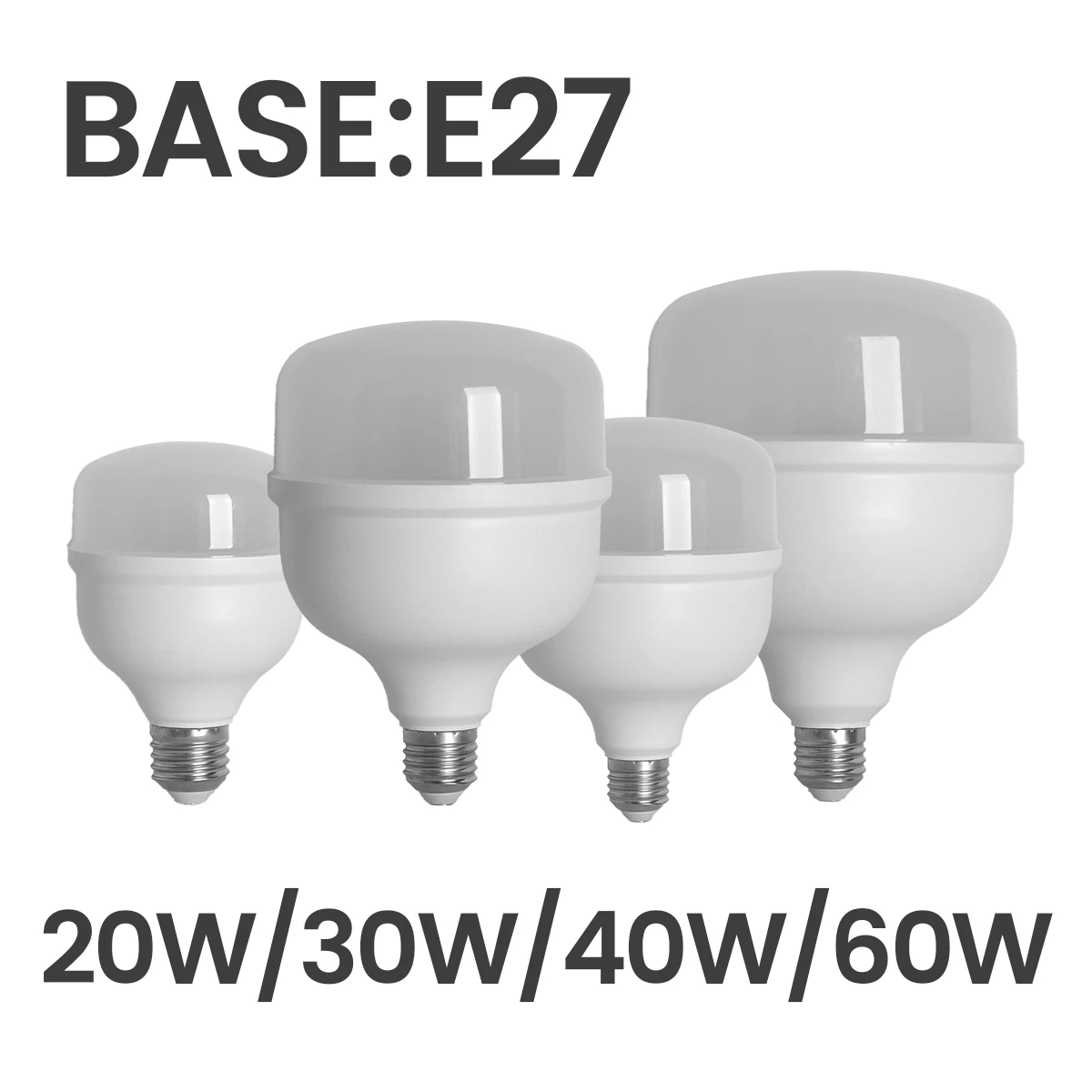 AC100‑240V 50W 40W 30W 20W T‑Shape E27 LED Light Bulb 2000-5000LM  Anti‑Flicker PC Aluminum Lamp for Warehouse Garage