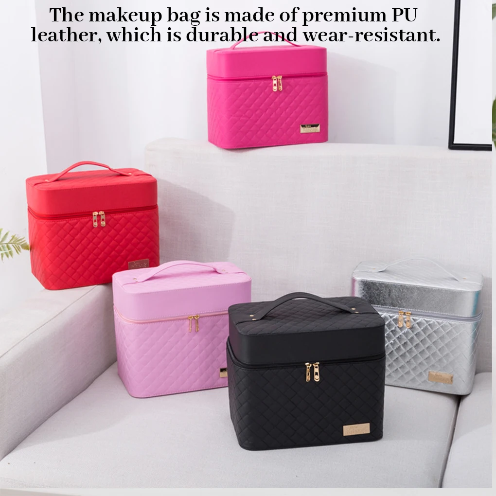 Multilayer Cosmetic Bag Beauty Makeup Organizer with Zipper Container