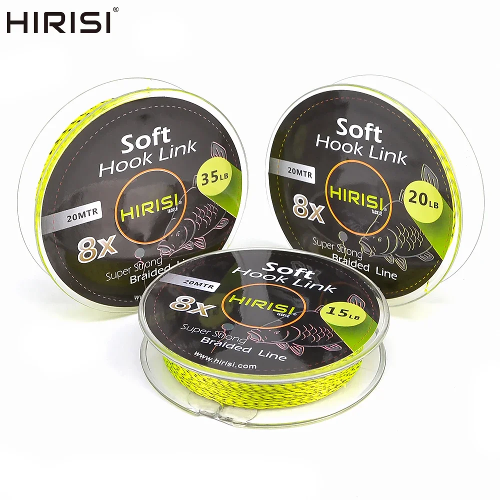 Hirisi 1Piece Carp Fishing Line Soft Hook Link 8 Strand 20m carp leadcore Braid Line Hair Rig Fishing Accessories