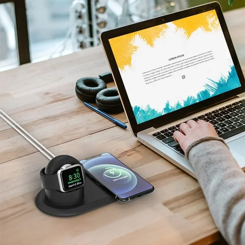 

Silicone Phone Holder Stand For iPhone 13 Pro Max Apple Watch Magsafe Charger Charging Station Dock Desk Bracket Macsafe Cradle