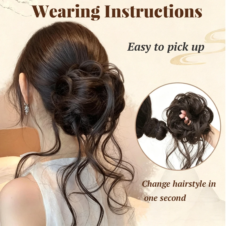 Threaded Dragon Beard Maruko Head Wig Fluffy Hairband Style Flower Bud Head Suitable for Women's Daily Party Use - view 5