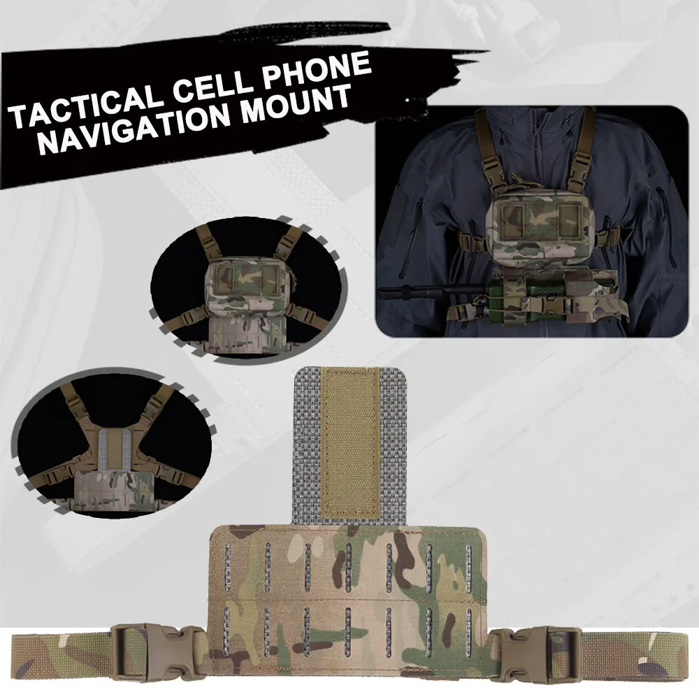 

Tactical Cell Phone Navigation Mount Plate Carrier for Walkie Talkies Pouch MOLLE Mobile Navigation Bracket Portable Carabiners