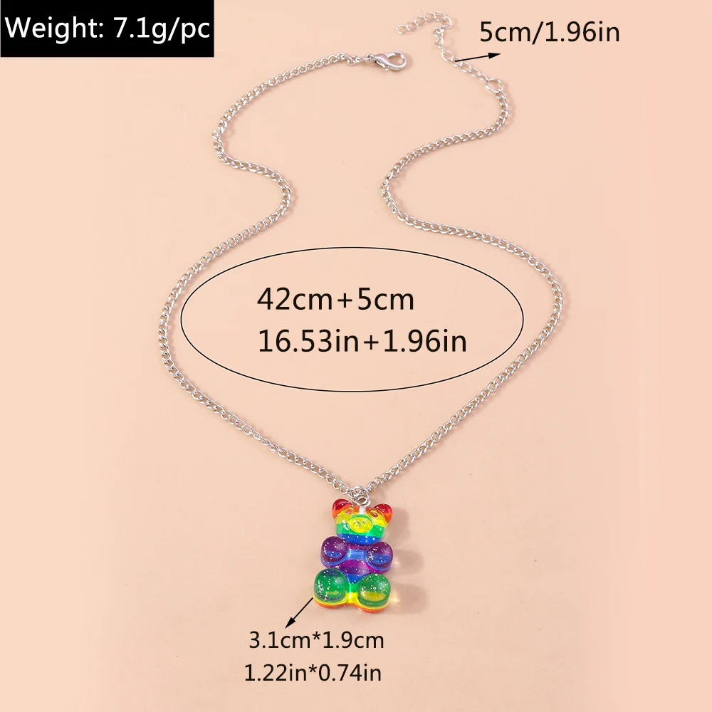 Aihua neue große Süßigkeiten Farbe Gummibärchen Halskette für Frauen Kinder kreative Harz Bär Anhänger Halskette Ohrring Geburtstag Schmuck Geschenke – Detail 20