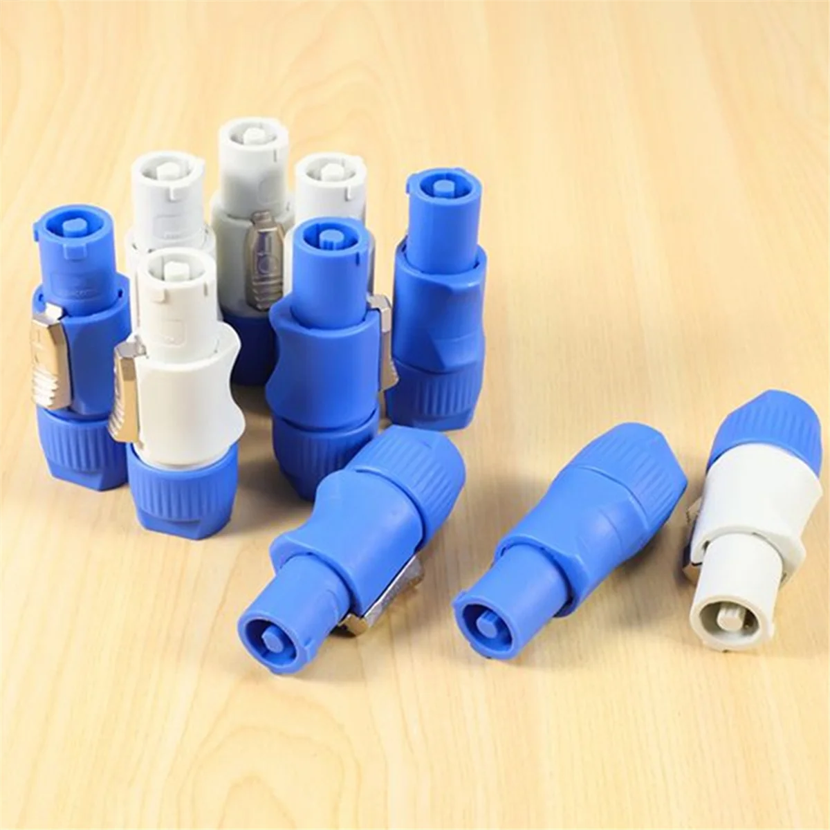 A17Z 20PCS 3 Pin Male Powercon Connector NAC3FCB Speakon Plug 20A 250V AC Power Plug Connector Blue and Grey White