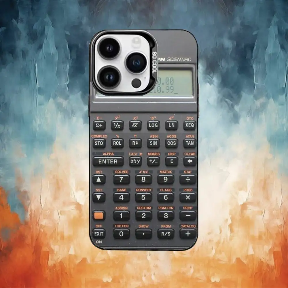 مضحك أنيق C-حاسبة جراب هاتف آيفون 17 16 15 14 13 12 11 برو ماكس زائد الفضة ماتي غطاء أسود