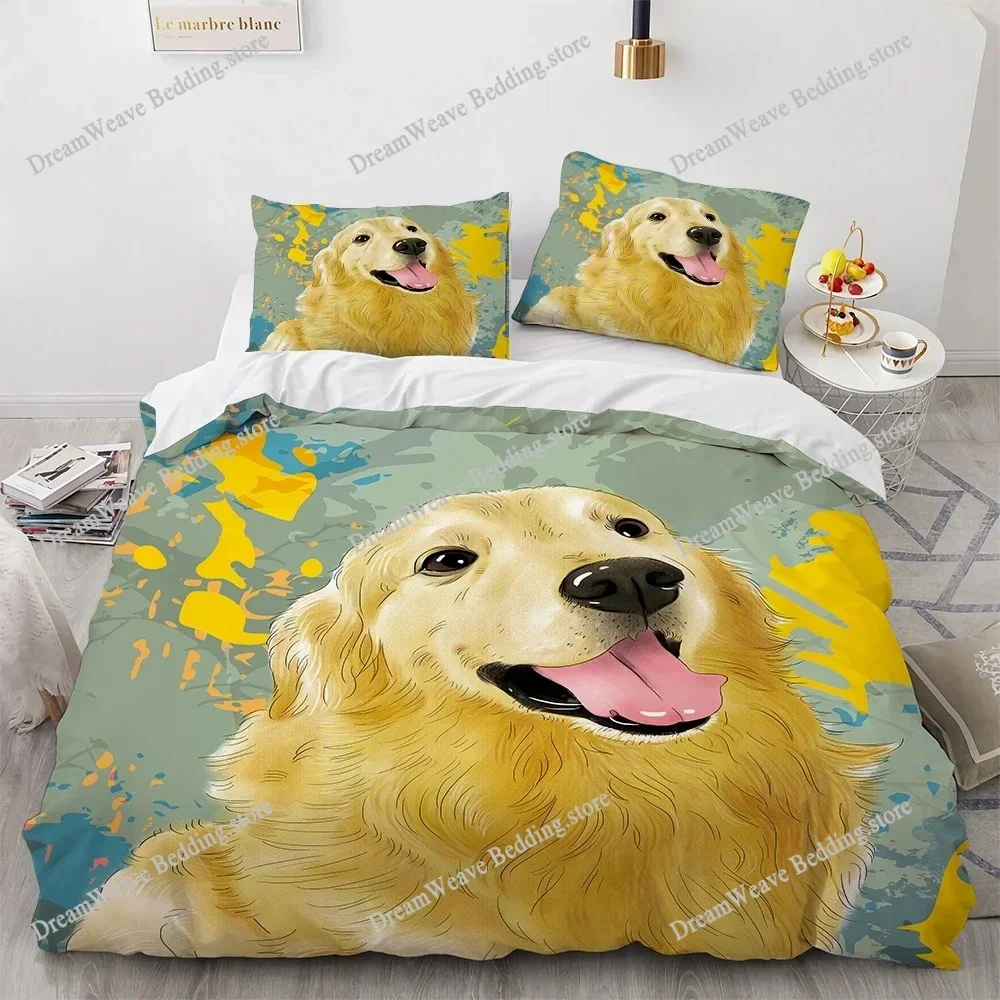 

3D Bedding Set Cat Dog Print Comforter Duvet Cover Lifelike Bedclothes with Pillowcase Bed Set Home Decor Kids Gift963