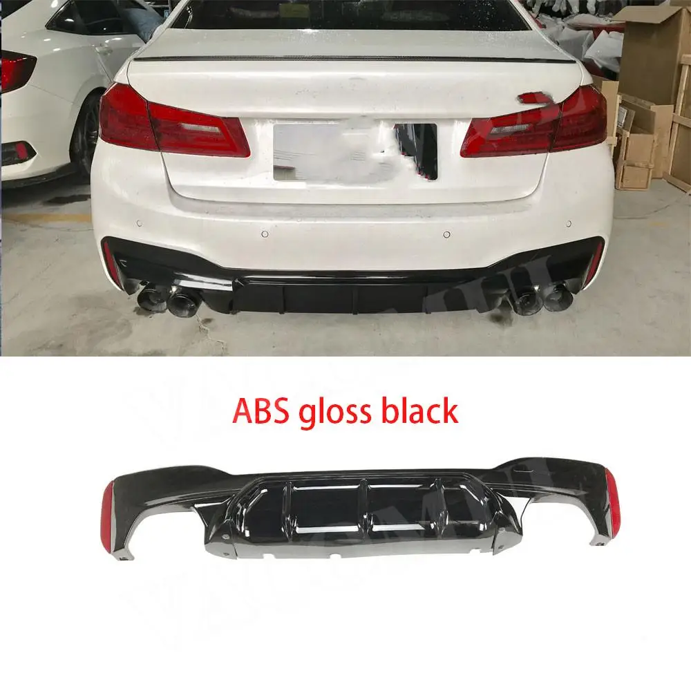 

VACOMUL For 5 Series Carbon Fiber Rear Bumper Lip Diffuser Spoiler for BMW G30 G38 M TECH Sport 2017 2018 2019 ABS Gloss Black