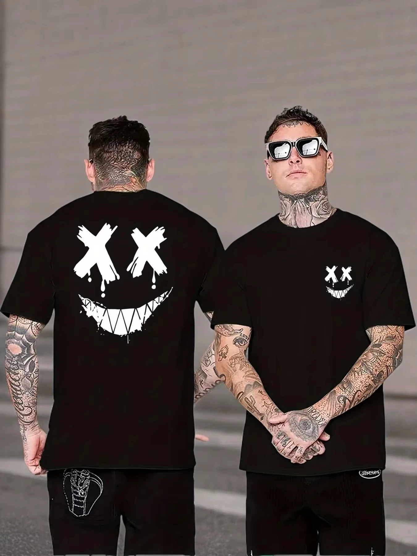 

Новая мужская футболка 2026 года: повседневная и модная, с принтом смайлика, для улицы и активного отдыха