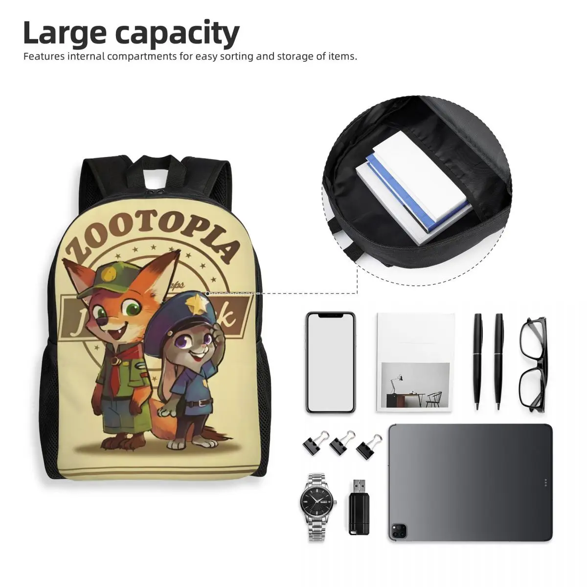 Custom Zootopia Cartoon Movie Backpacks for Women Men College School Students Bookbag Fits 15 Inch Laptop Nick Fox Bags