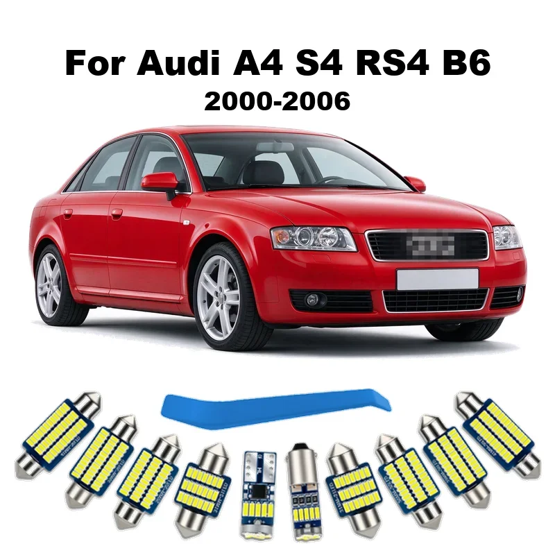 For Audi A4 S4 B6 2000-2006 LED Interior Light Bulb Kit Canbus No Error Festoon 36mm Dome 6000K White Indoor Vehicle Auto
