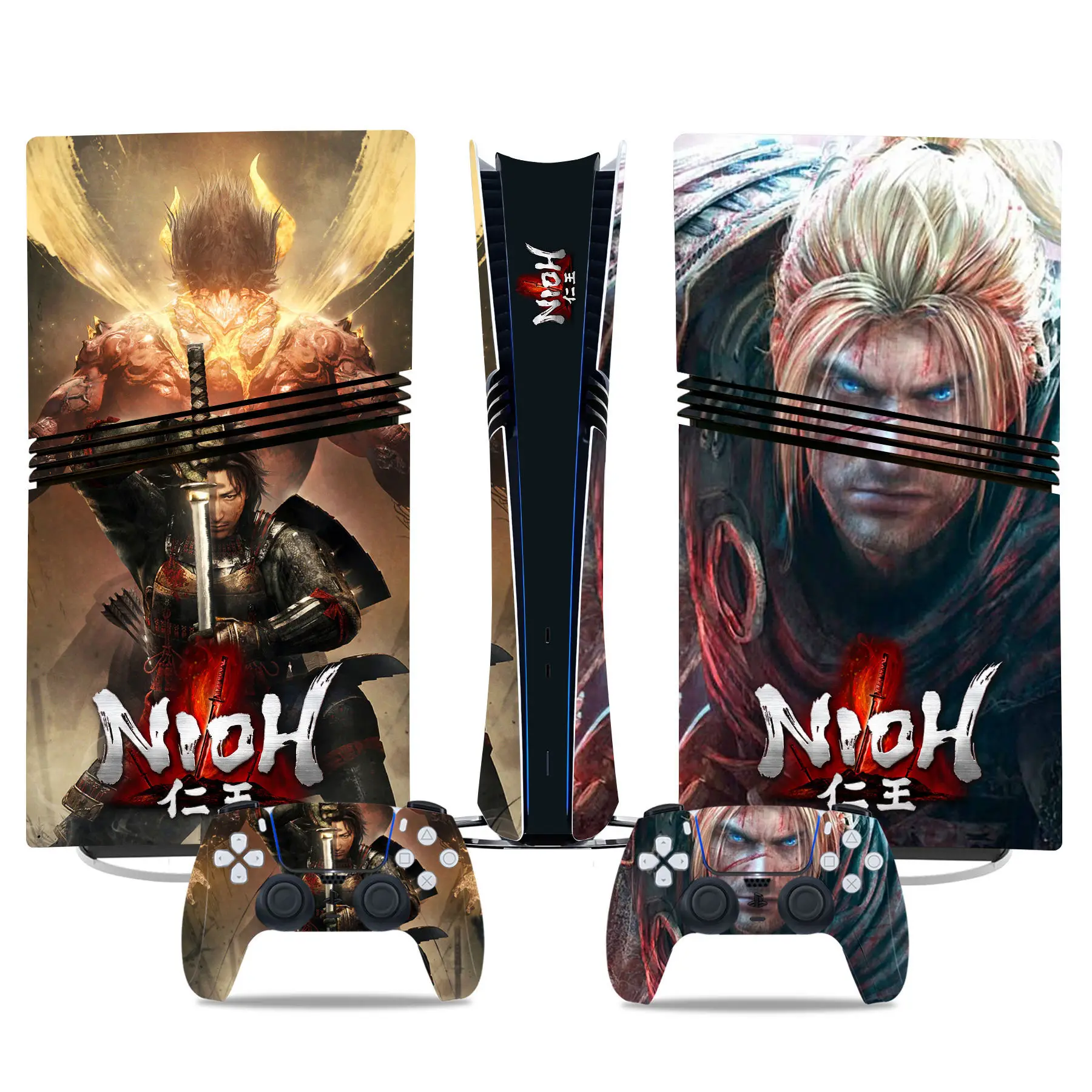ملصق جلدي من الفينيل لوحدة التحكم PS5 PRO ووحدة التحكم Nioh Theme ملصق لاصق لإصدارات الأقراص الرقمية والأقراص