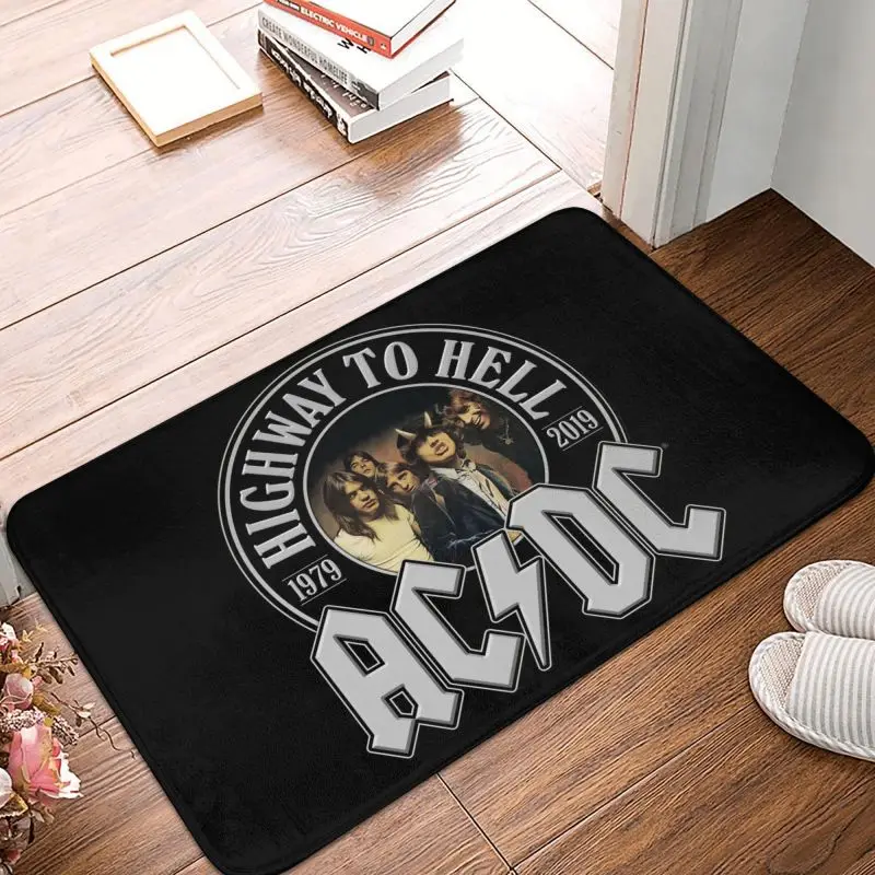 Custom Vintage Rock AC DC Doormat Non-Slip Entrance Kitchen Bath Floor Door Mats Heavy Metal Music Band Room Balcony Carpet Rug